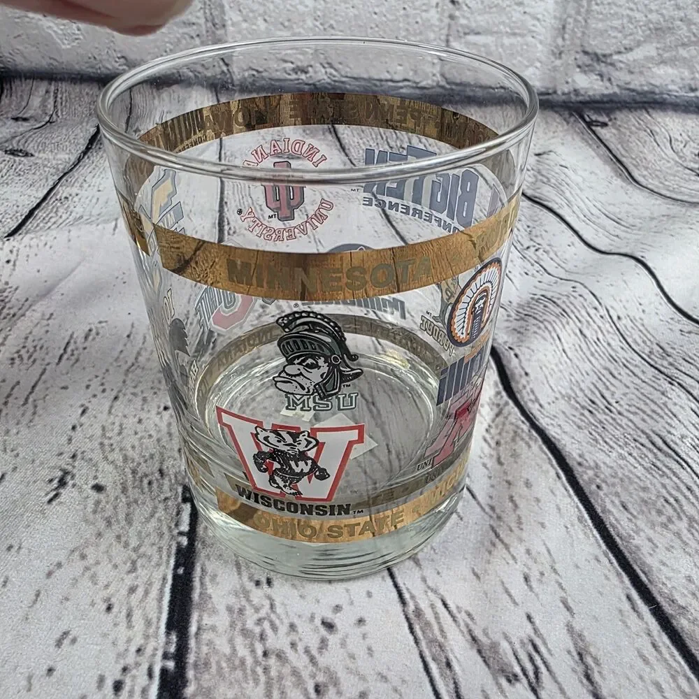Vintage Big Ten Conference Rocks Glass Set